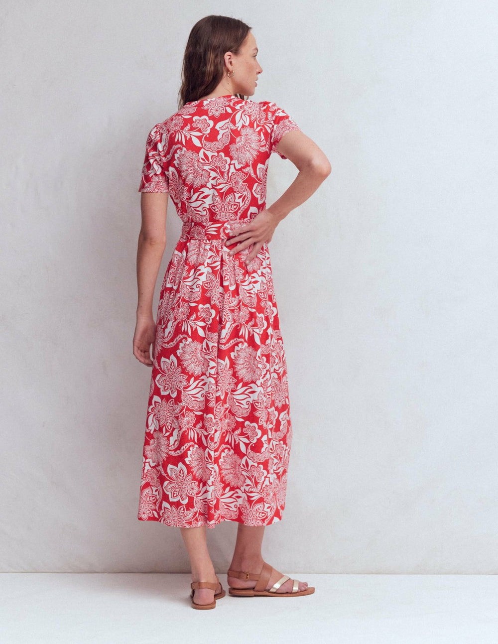 Naomi Jersey Midi Dress-Blood Orange, Elegant Blossom / Boden Discount