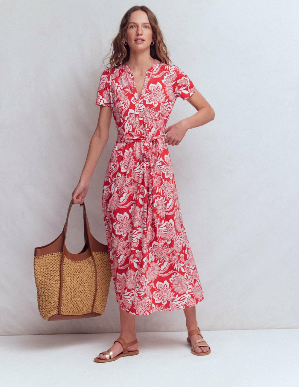 Naomi Jersey Midi Dress-Blood Orange, Elegant Blossom / Boden Discount
