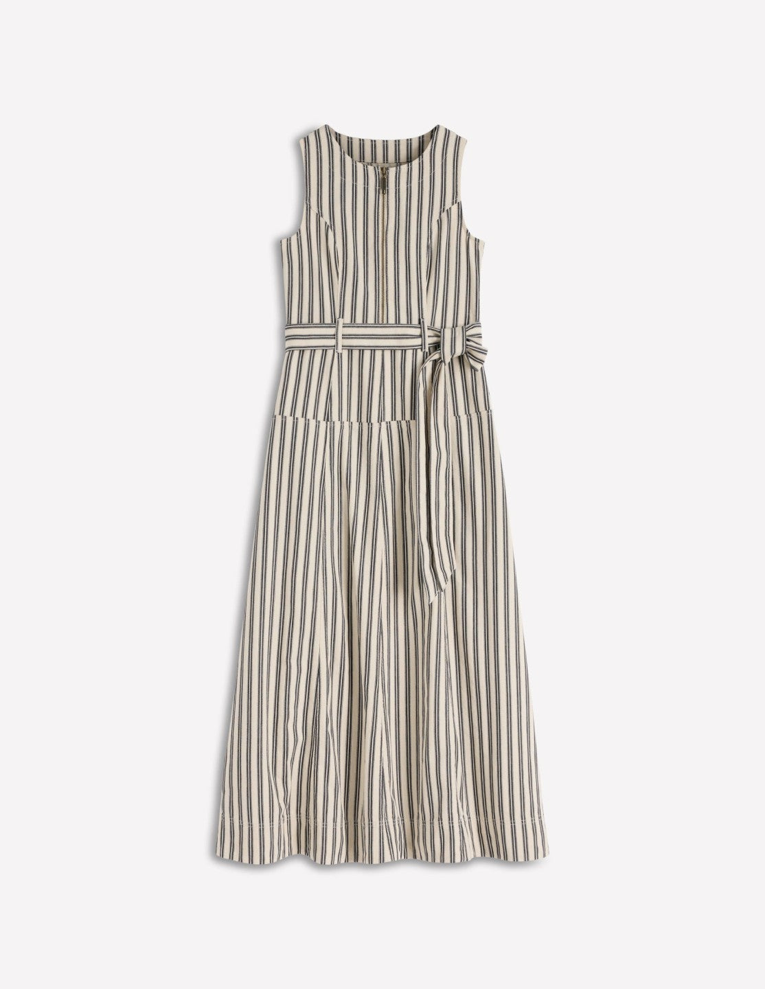 Sleeveless Zip Denim Dress-Ivory and Navy Stripe / Boden On sale