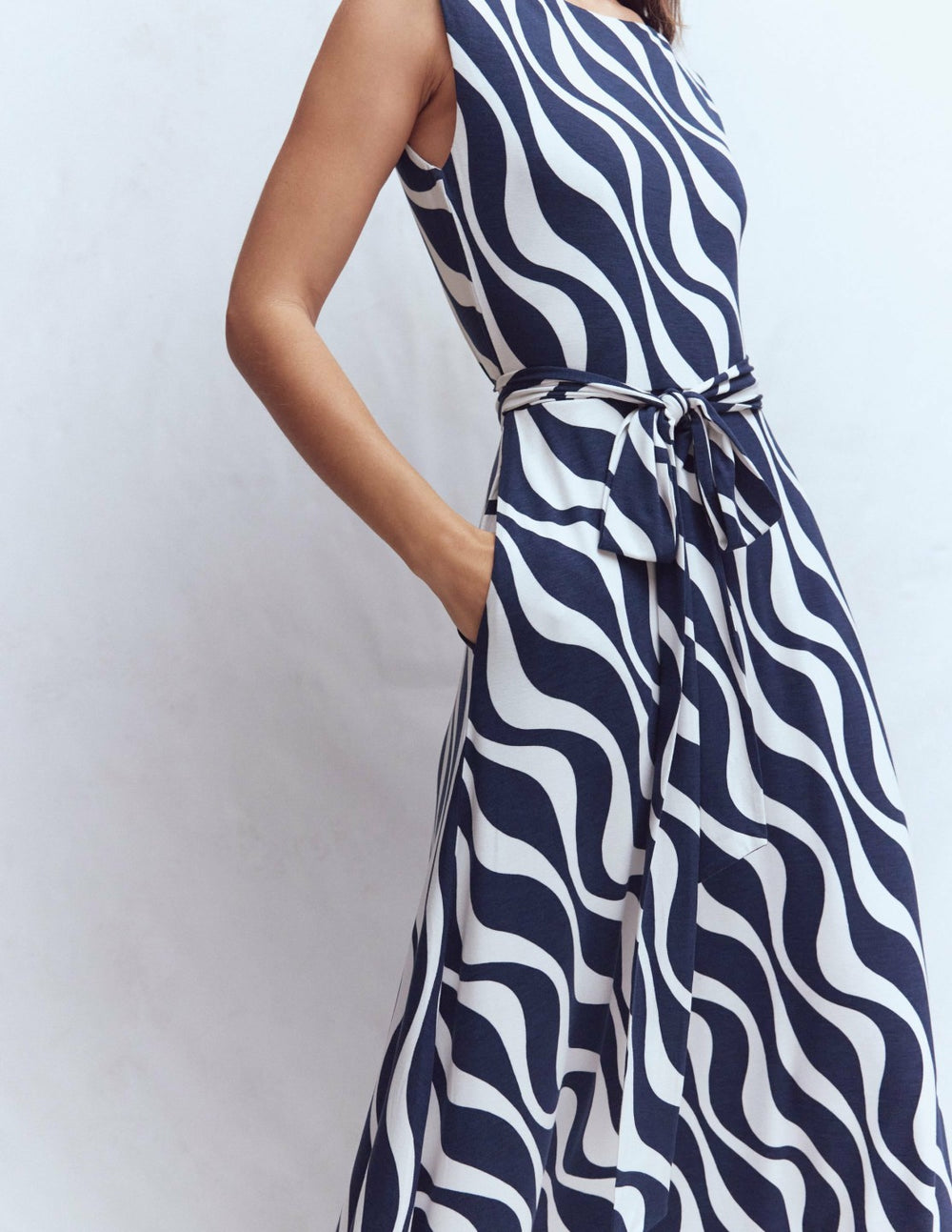 Tamsin Jersey Midi Dress-French Navy, Rhythmic Wave / Boden us