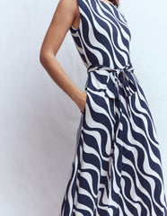 Tamsin Jersey Midi Dress-French Navy, Rhythmic Wave / Boden us