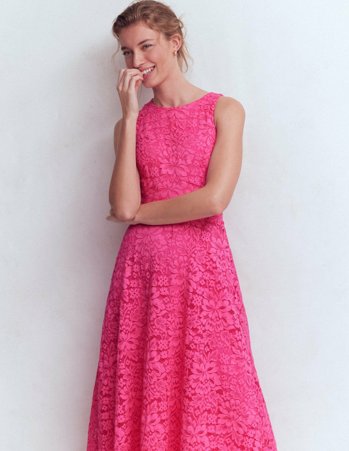 Silvia Boned Bodice Maxi Dress-Pink Punch Lace / Boden