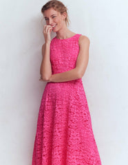 Silvia Boned Bodice Maxi Dress-Pink Punch Lace / Boden
