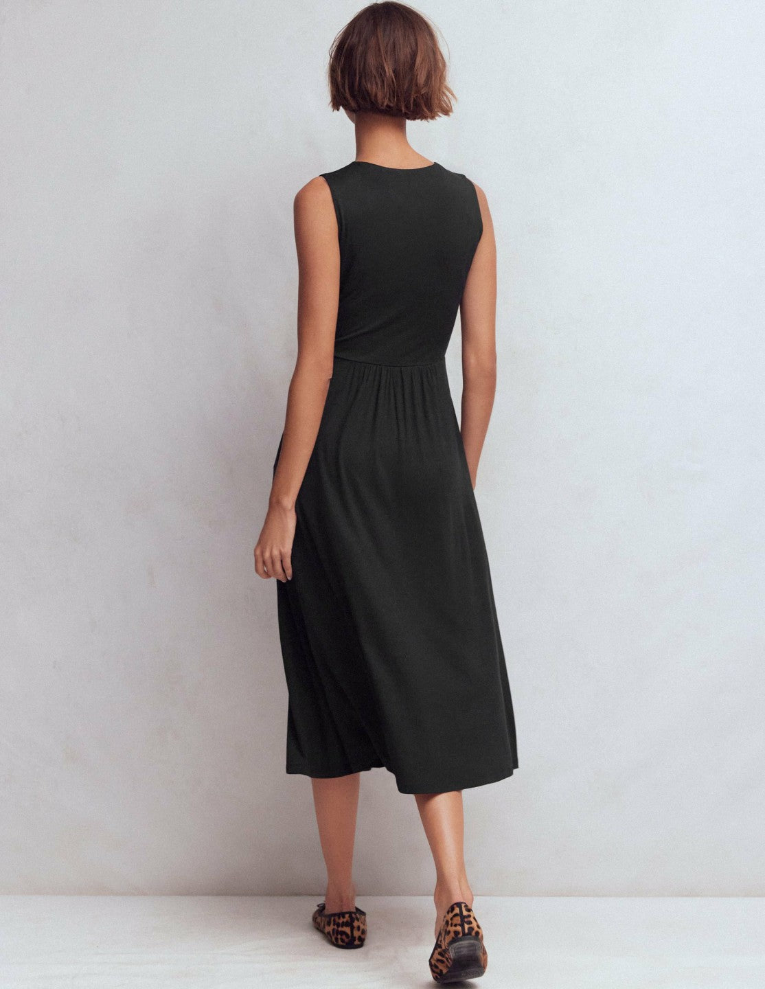Zara Cross Waist Jersey Dress-Black / Boden Sale