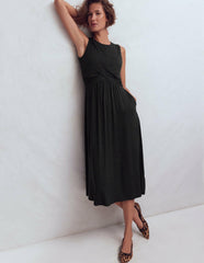 Zara Cross Waist Jersey Dress-Black / Boden Sale
