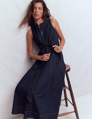 Sleeveless Zip Denim Dress-Indigo Wash / Boden On sale