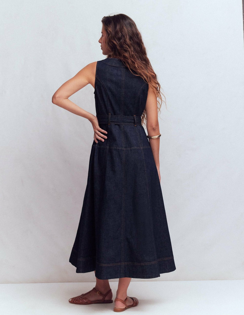 Sleeveless Zip Denim Dress-Indigo Wash / Boden On sale