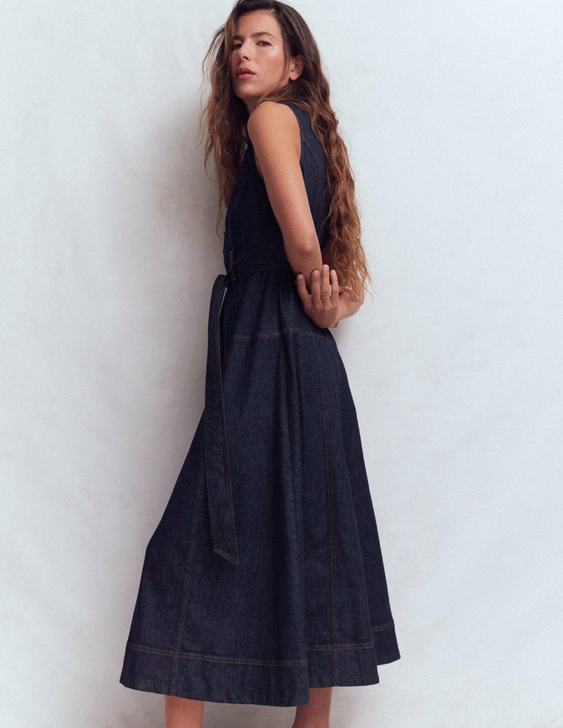 Sleeveless Zip Denim Dress-Indigo Wash / Boden On sale