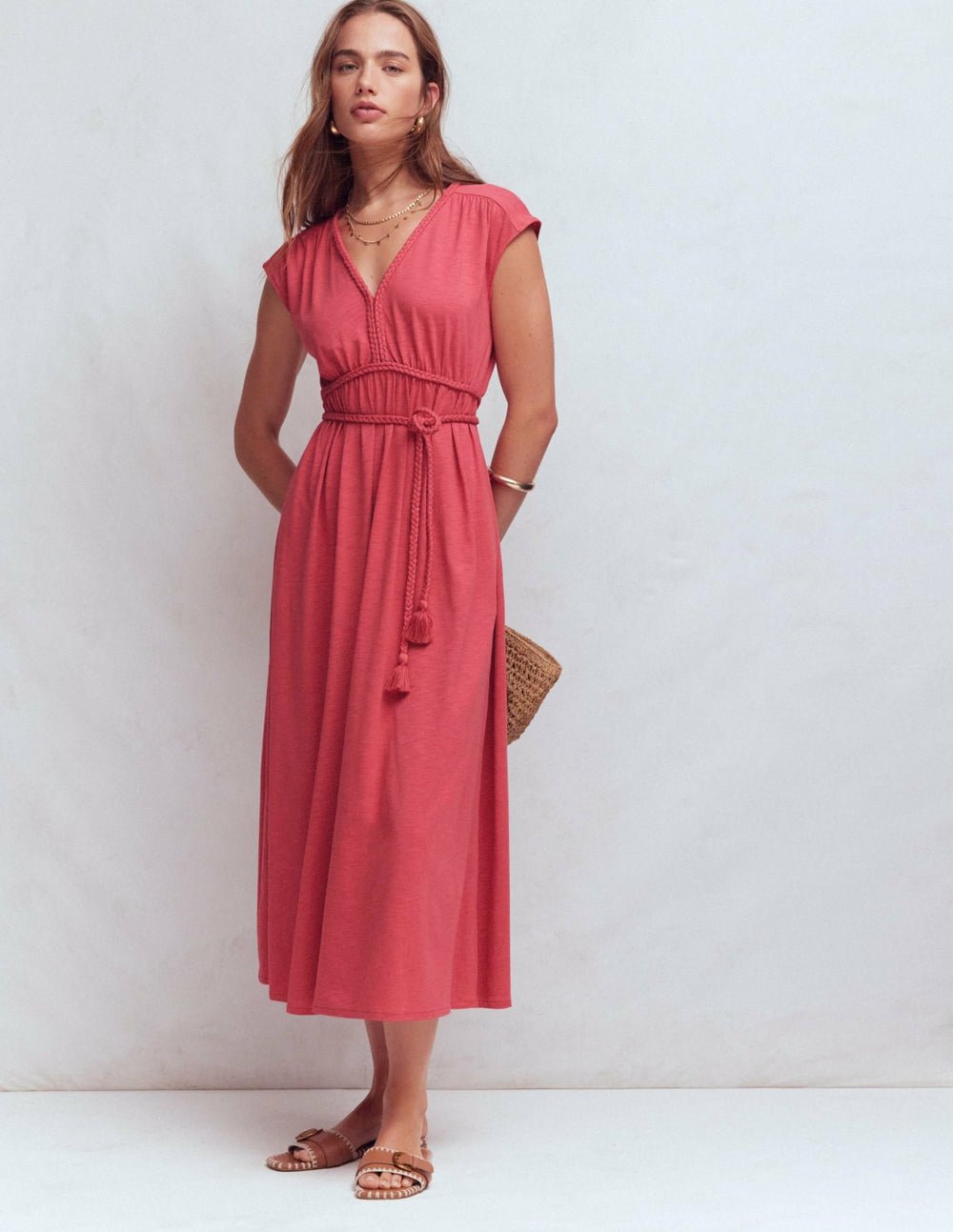 Heidi Ruched Rope Jersey Dress-Winter Blush / Boden Online