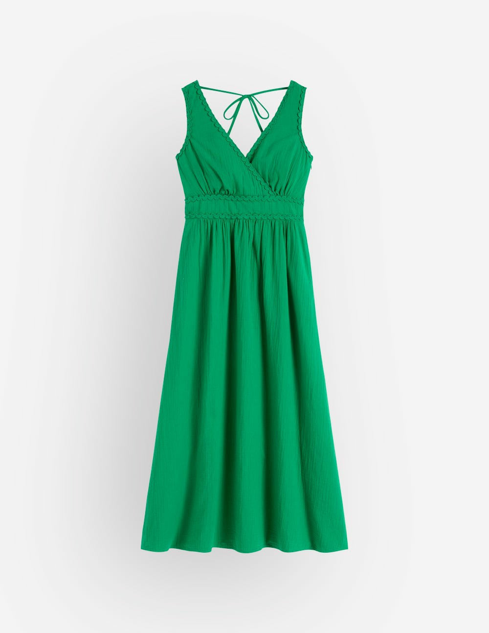 Lorna Trim Double Cloth Dress-Rich Emerald / Boden Outlet