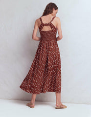 Saoirse Smocked Jersey Dress-Roasted Brown, Painted Dot / Boden us