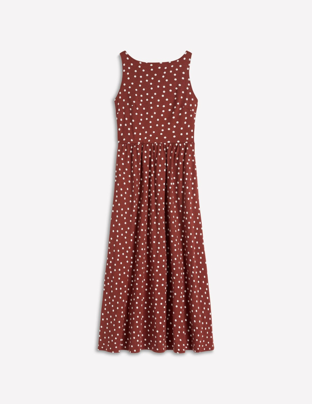 Saoirse Smocked Jersey Dress-Roasted Brown, Painted Dot / Boden us