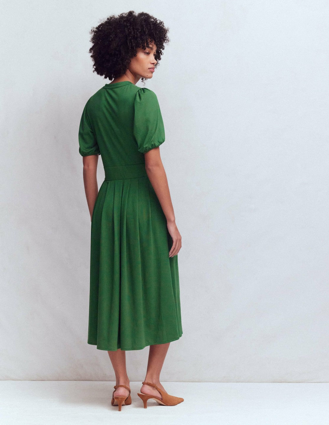Amber Pleat Jersey Midi Dress-Hunter Green / Boden Discount