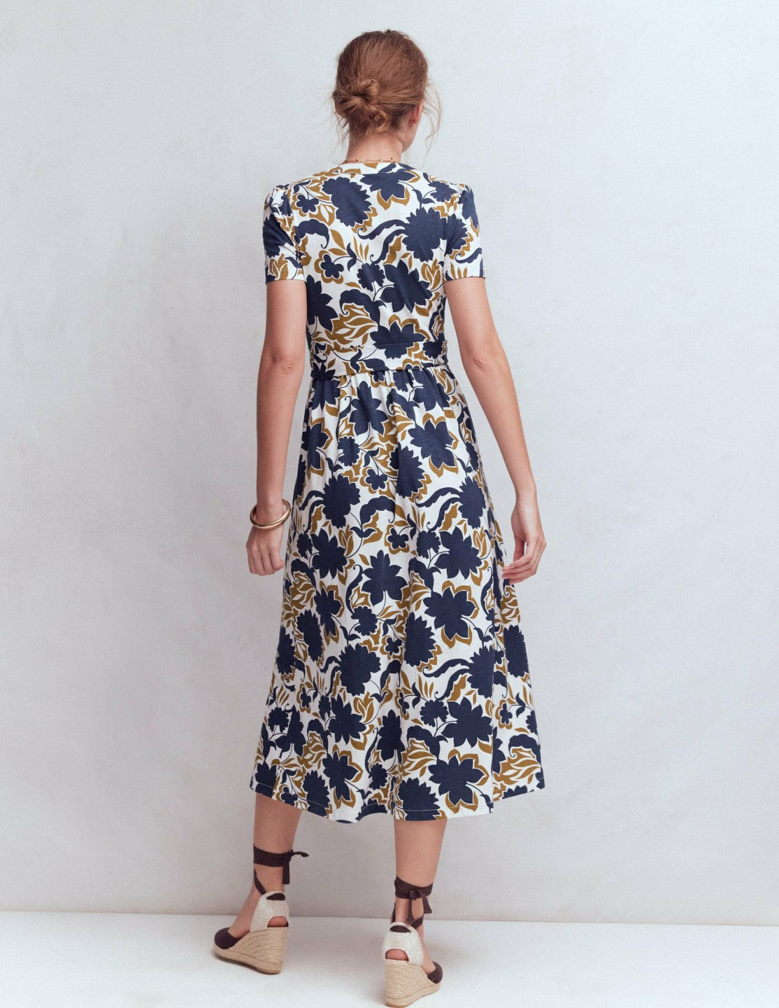 Naomi Jersey Midi Dress-French Navy, Shadow Blossom / Boden On sale