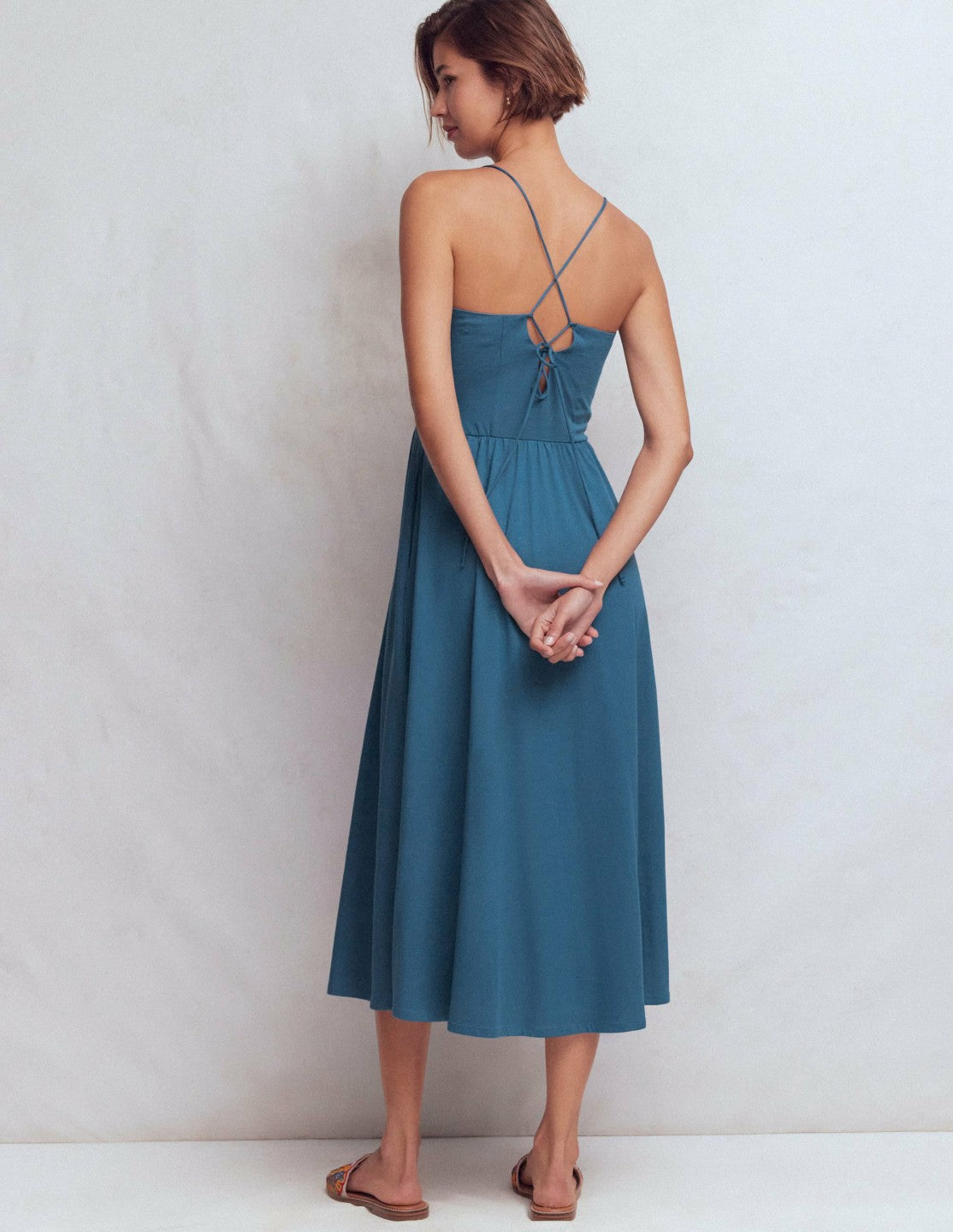 Cross Back Jersey Dress-Tourmaline Blue / Boden us