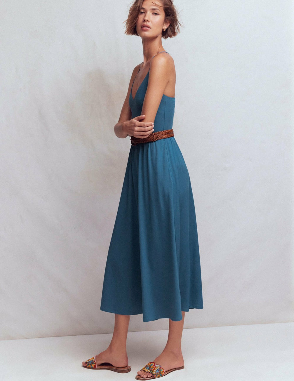 Cross Back Jersey Dress-Tourmaline Blue / Boden us