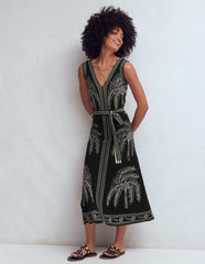 V Neck Jacquard Dress-Palm Jacquard / Boden On sale