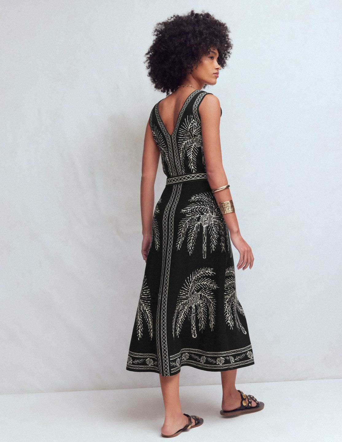 V Neck Jacquard Dress-Palm Jacquard / Boden On sale