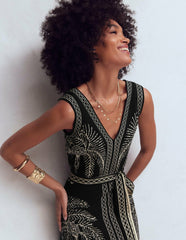 V Neck Jacquard Dress-Palm Jacquard / Boden On sale