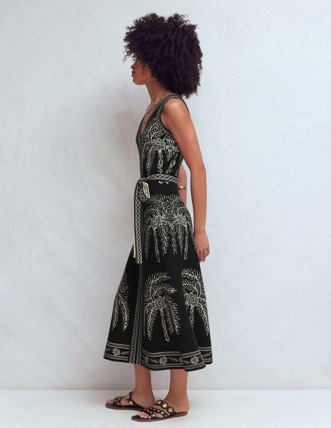 V Neck Jacquard Dress-Palm Jacquard / Boden On sale