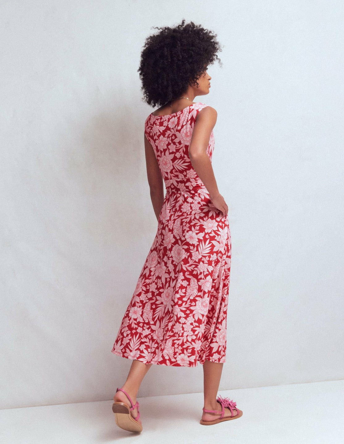 Tamsin Jersey Midi Dress-Spicy Red, Tigers Paradise / Boden us
