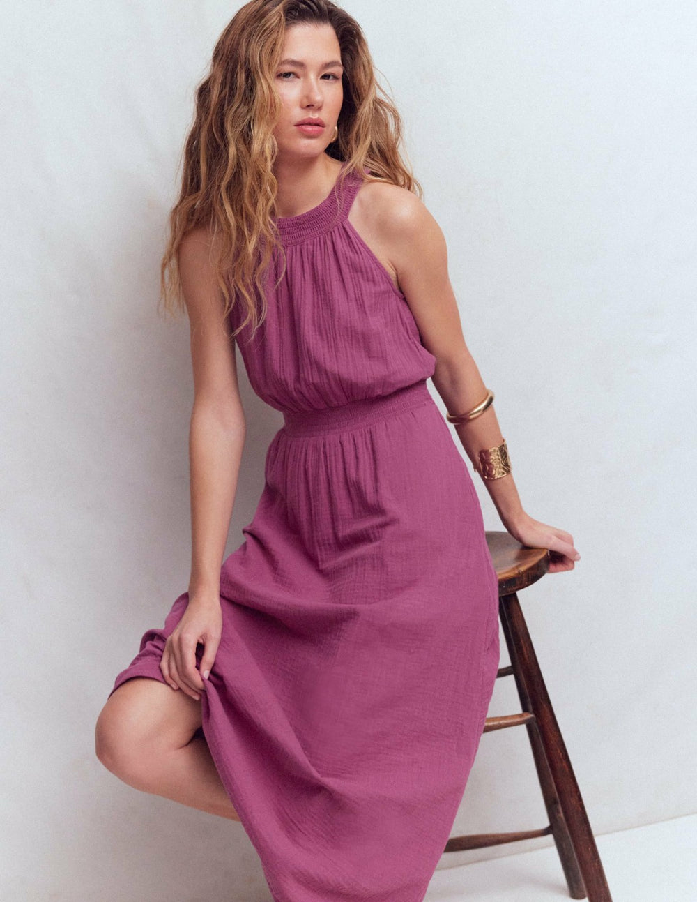 Daphne Double Cloth Dress-Warm Mauve / Boden