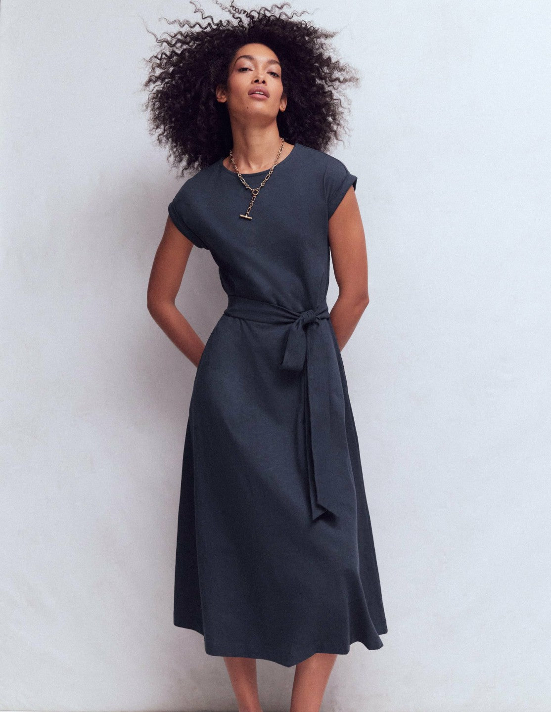 Eve Jersey Midi Dress-Navy / Boden Sale