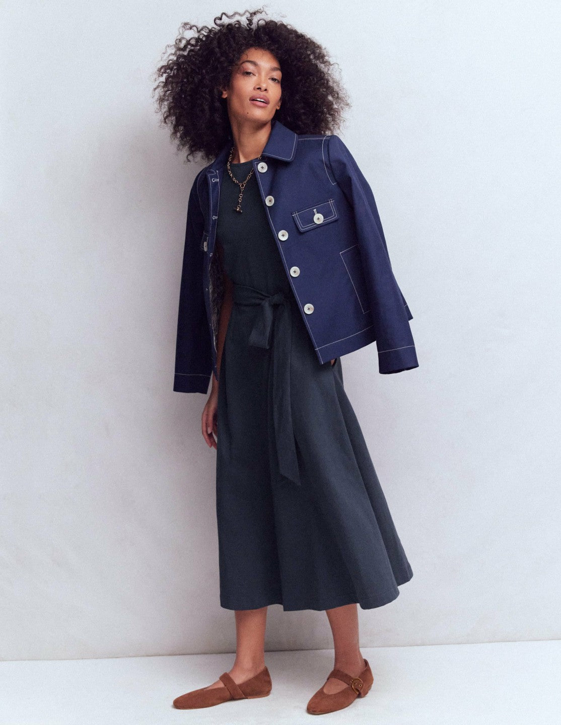 Eve Jersey Midi Dress-Navy / Boden Sale
