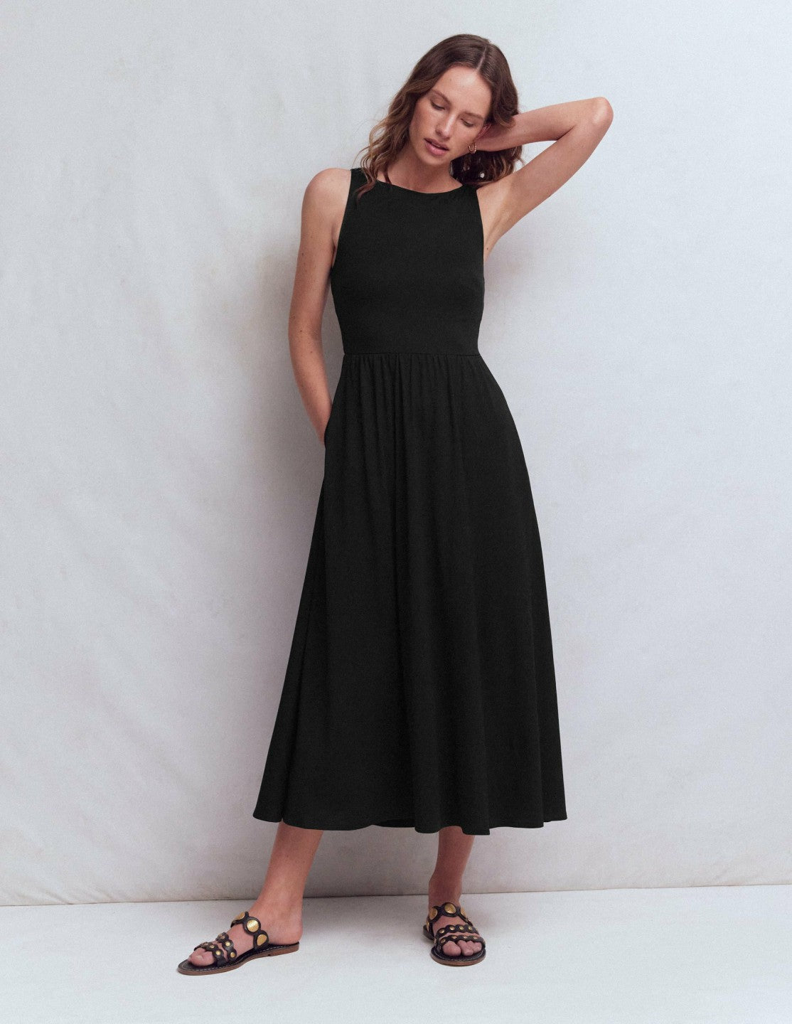 Saoirse Smocked Jersey Dress-Black / Boden Online