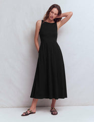 Saoirse Smocked Jersey Dress-Black / Boden Online