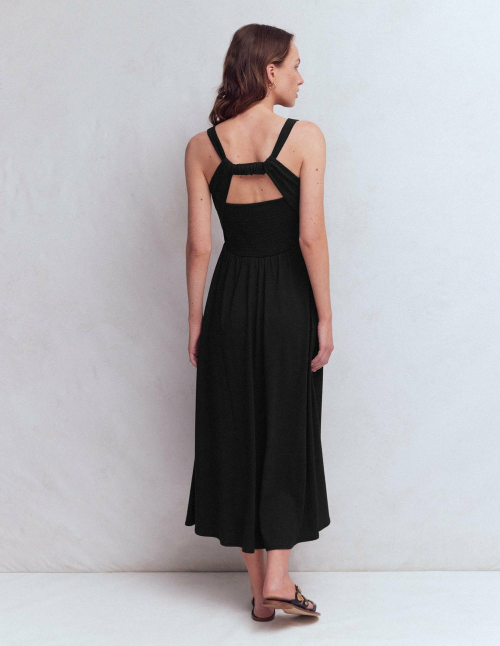 Saoirse Smocked Jersey Dress-Black / Boden Online