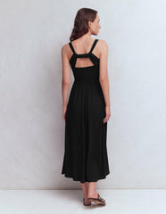 Saoirse Smocked Jersey Dress-Black / Boden Online