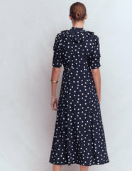 Ruffle Collar Midi Dress-French Navy Painted Spaced Dot / Boden Discount