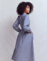 Cary Cotton Midi Dress-Bright Blue Varigated Stripe / Boden On sale