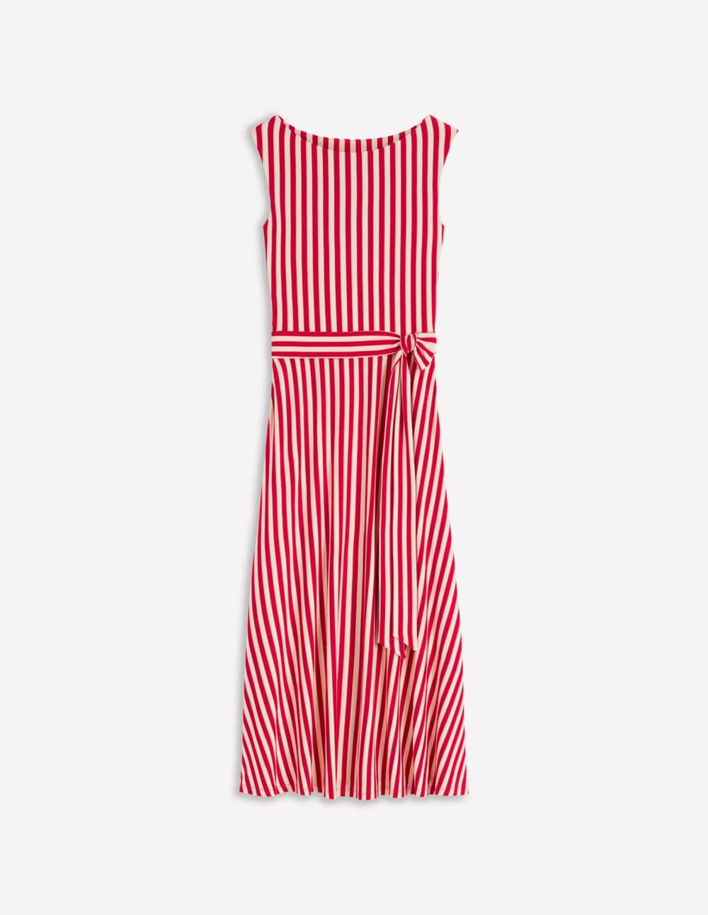 Tamsin Jersey Midi Dress-Merida Red and Ivory Stripe / Boden Online