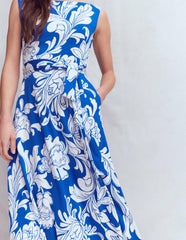 Tamsin Jersey Midi Dress-Blue, Botanical Flourish Mono / Boden Outlet