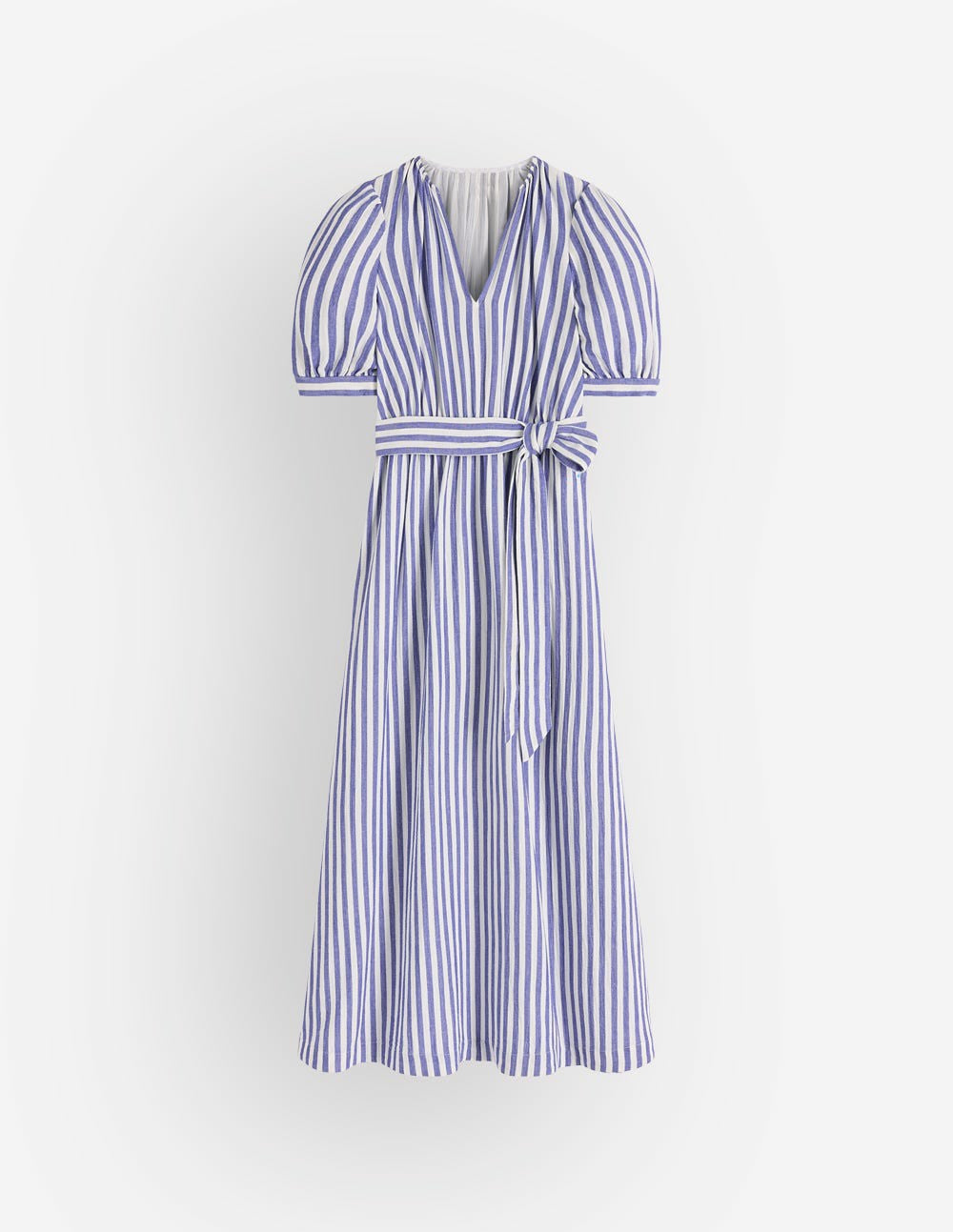 Double Cloth Puff Sleeve Dress-Blue Ivory Stripe / Boden Discount
