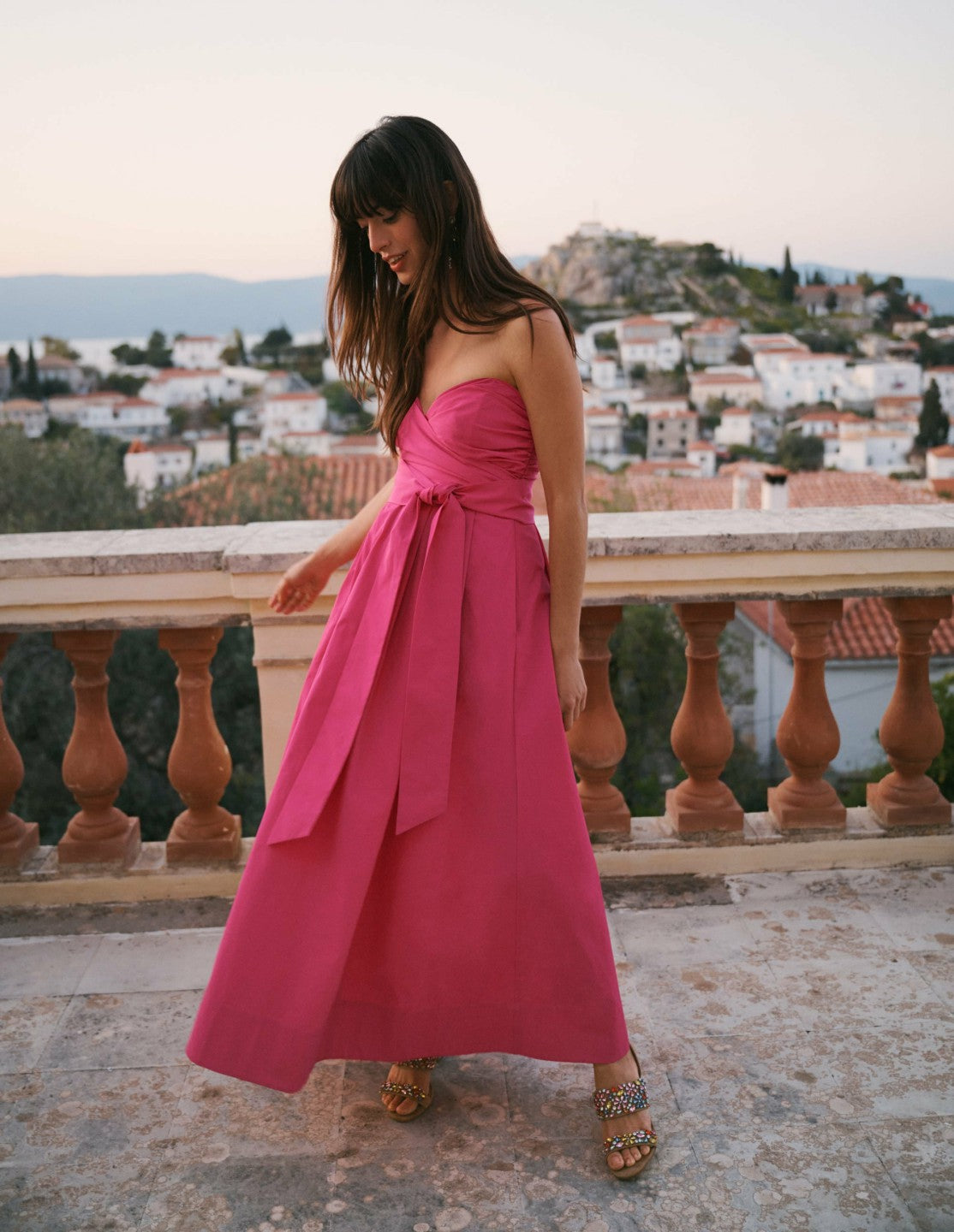 Strapless Taffeta Dress-Bright Pink / Boden us