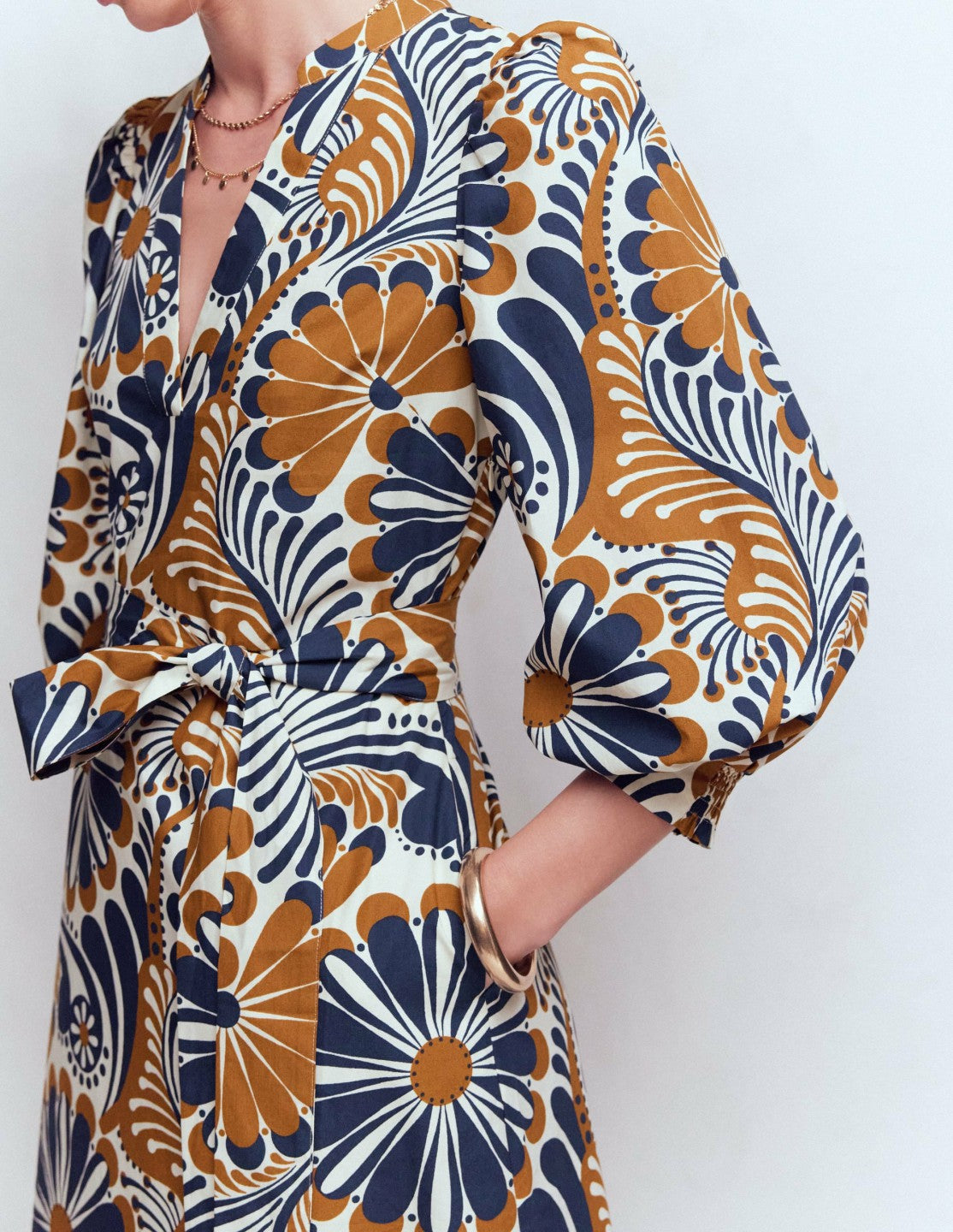Octavia Cotton Dress-Navy Euphoric Gardens / Boden