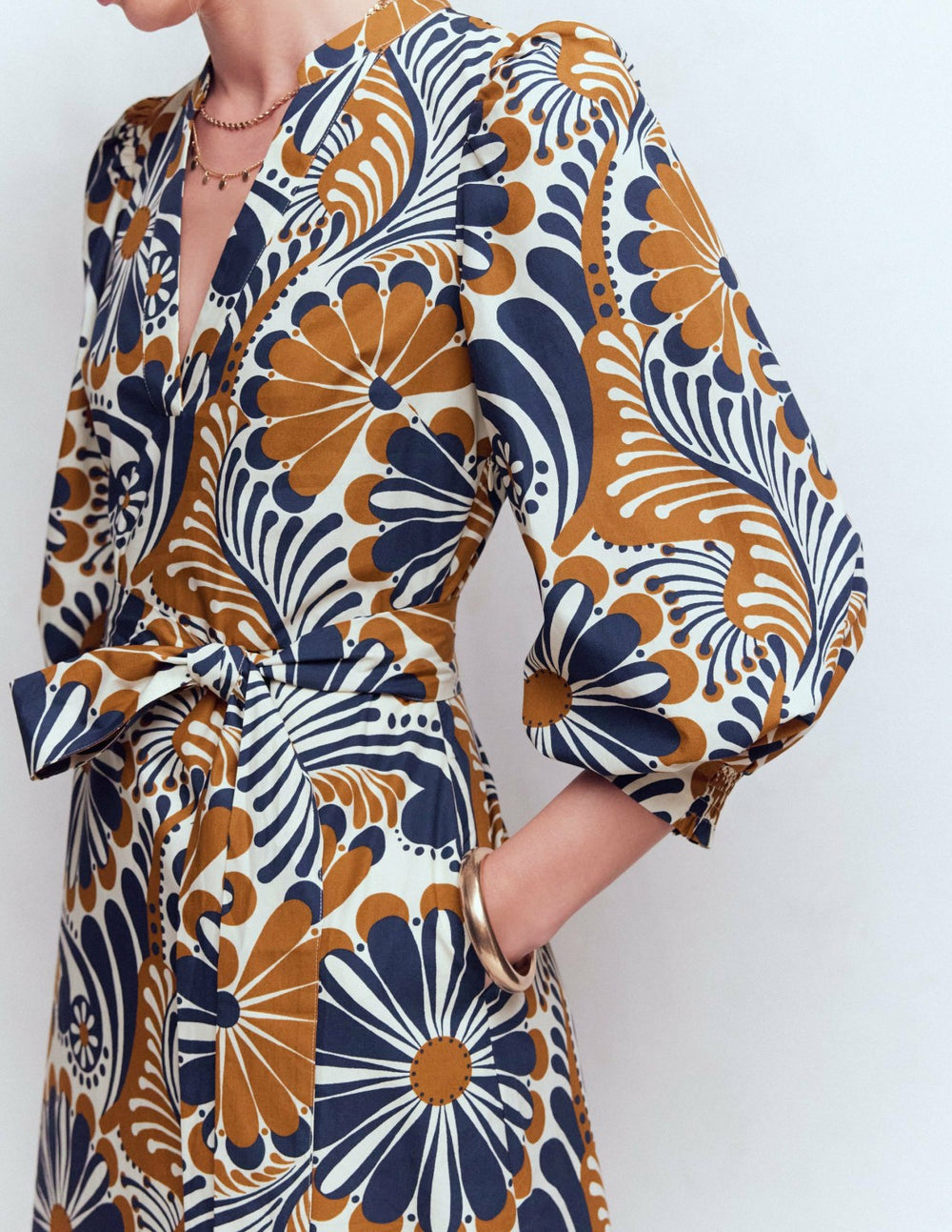 Octavia Cotton Dress-Navy Euphoric Gardens / Boden