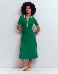 Collared Knitted Midi Dress-Fresh Green / Boden Outlet