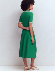 Collared Knitted Midi Dress-Fresh Green / Boden Outlet