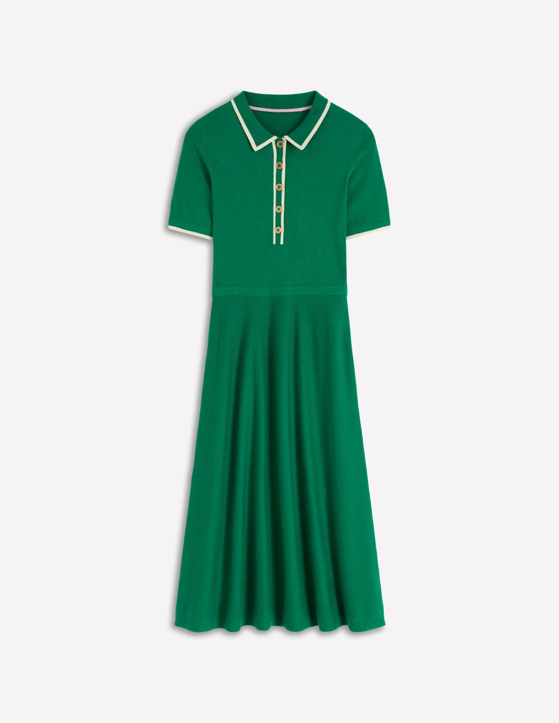 Collared Knitted Midi Dress-Fresh Green / Boden Outlet