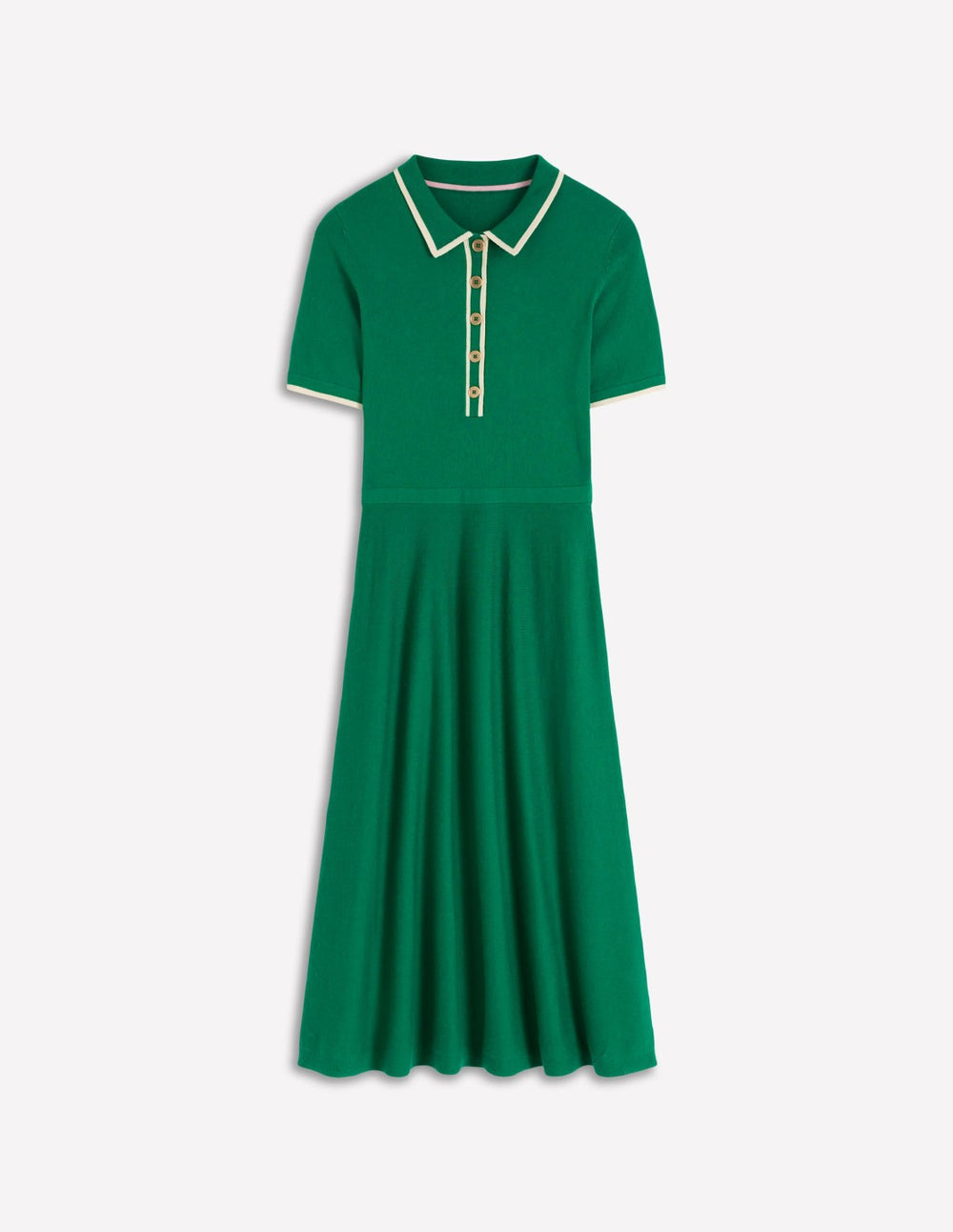 Collared Knitted Midi Dress-Fresh Green / Boden Outlet