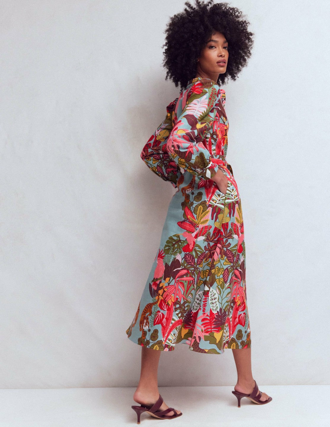 Ava Linen Blend Midi Dress-Blue Tropical Safari Placement / Boden us