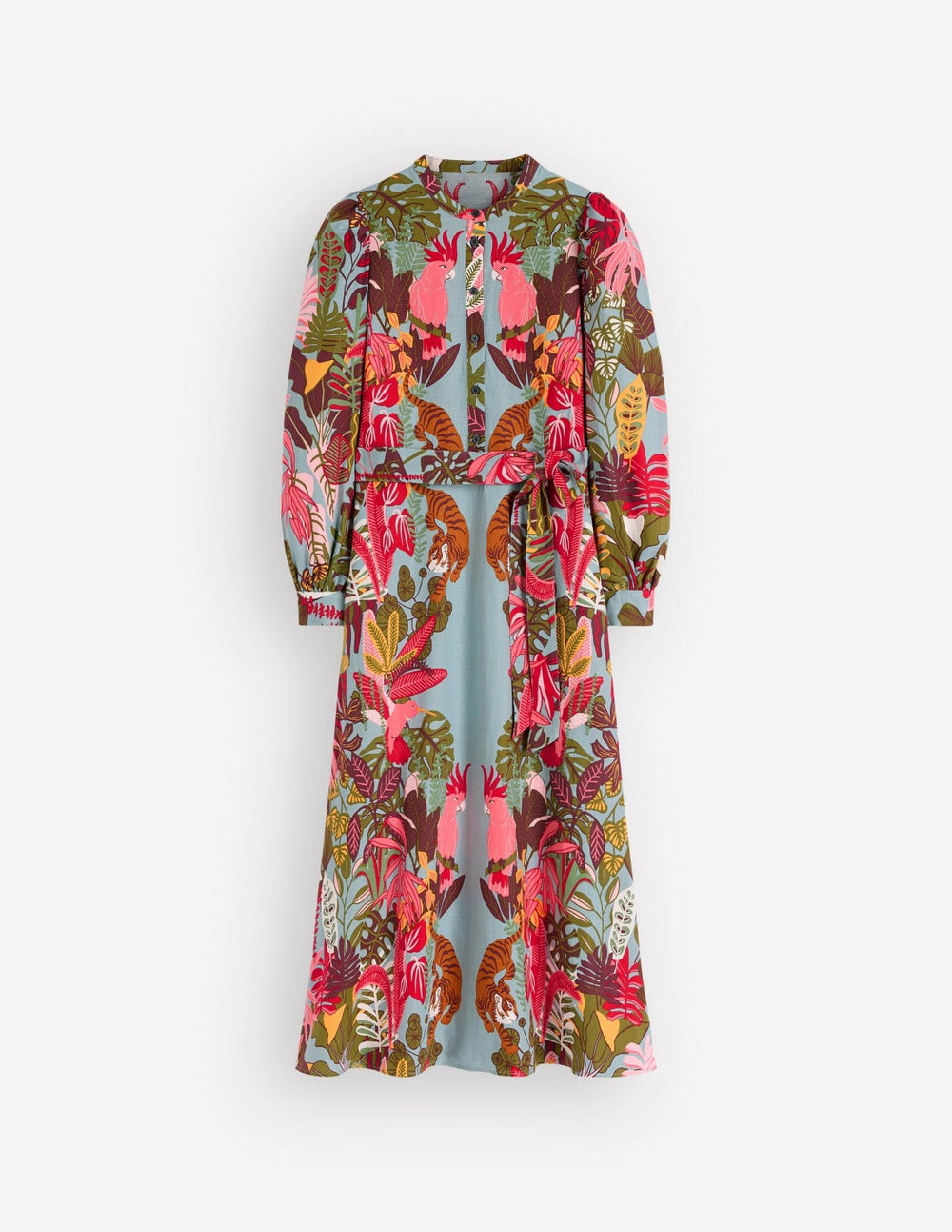 Ava Linen Blend Midi Dress-Blue Tropical Safari Placement / Boden us