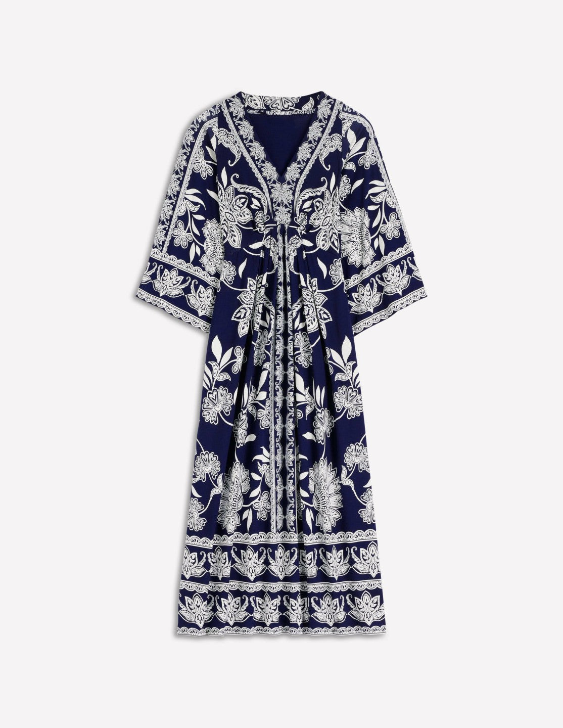 Nell Kimono Midi Jersey Dress-Navy, Elegant Blossom / Boden