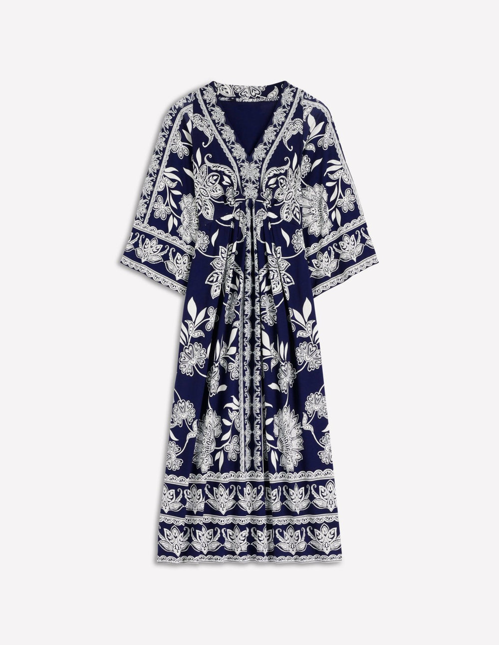 Nell Kimono Midi Jersey Dress-Navy, Elegant Blossom / Boden