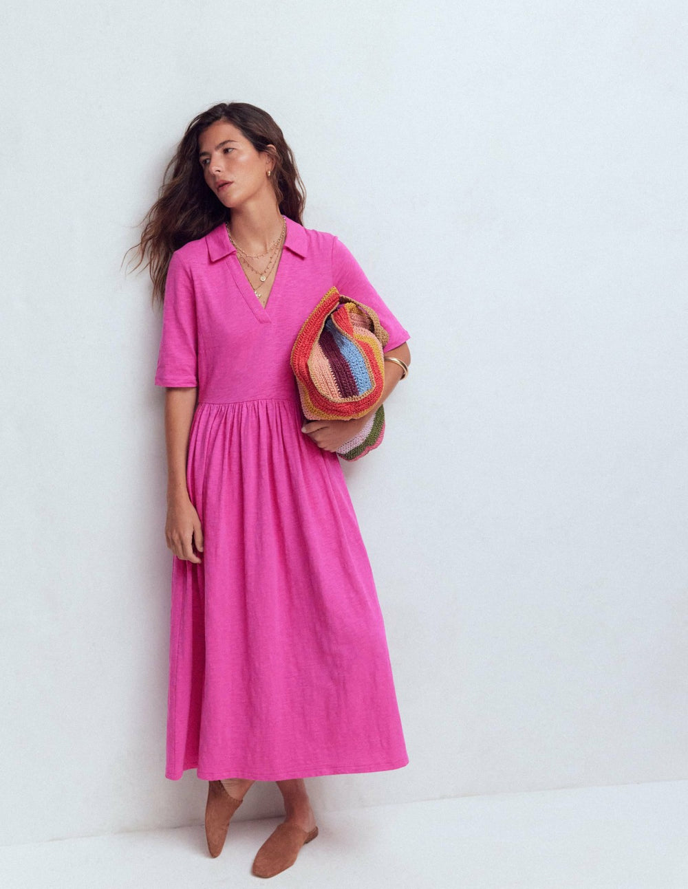Aria Collared Jersey Dress-Passion Flower / Boden Discount
