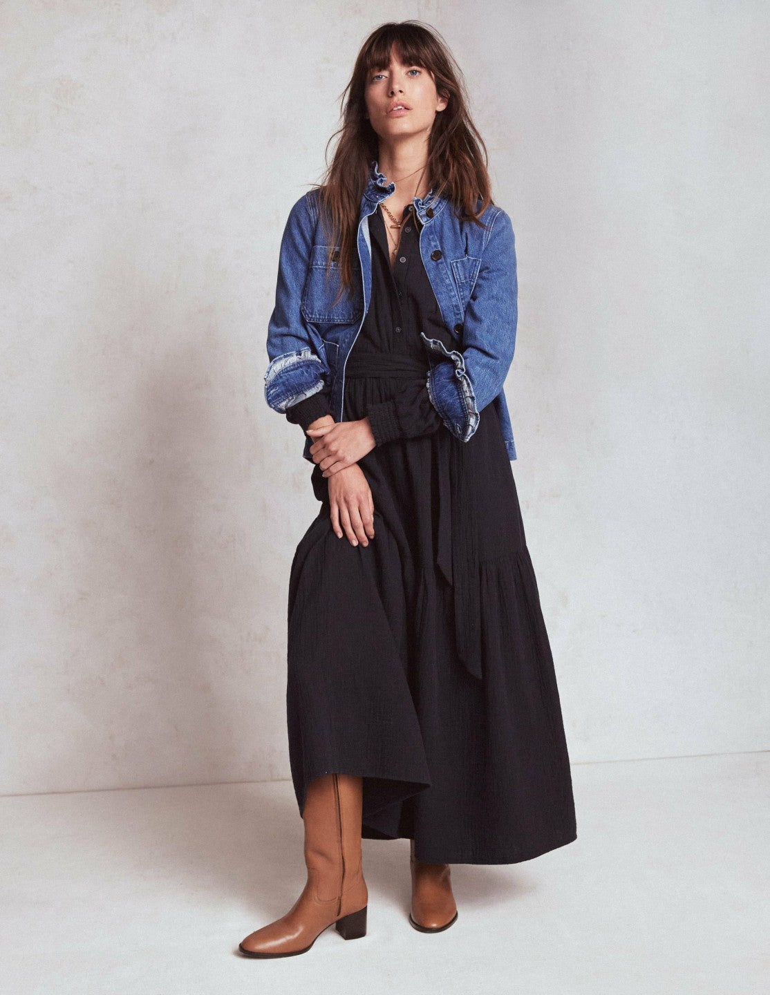 Cecily Double Cloth Midi Dress-Midnight Blue / Boden Sale